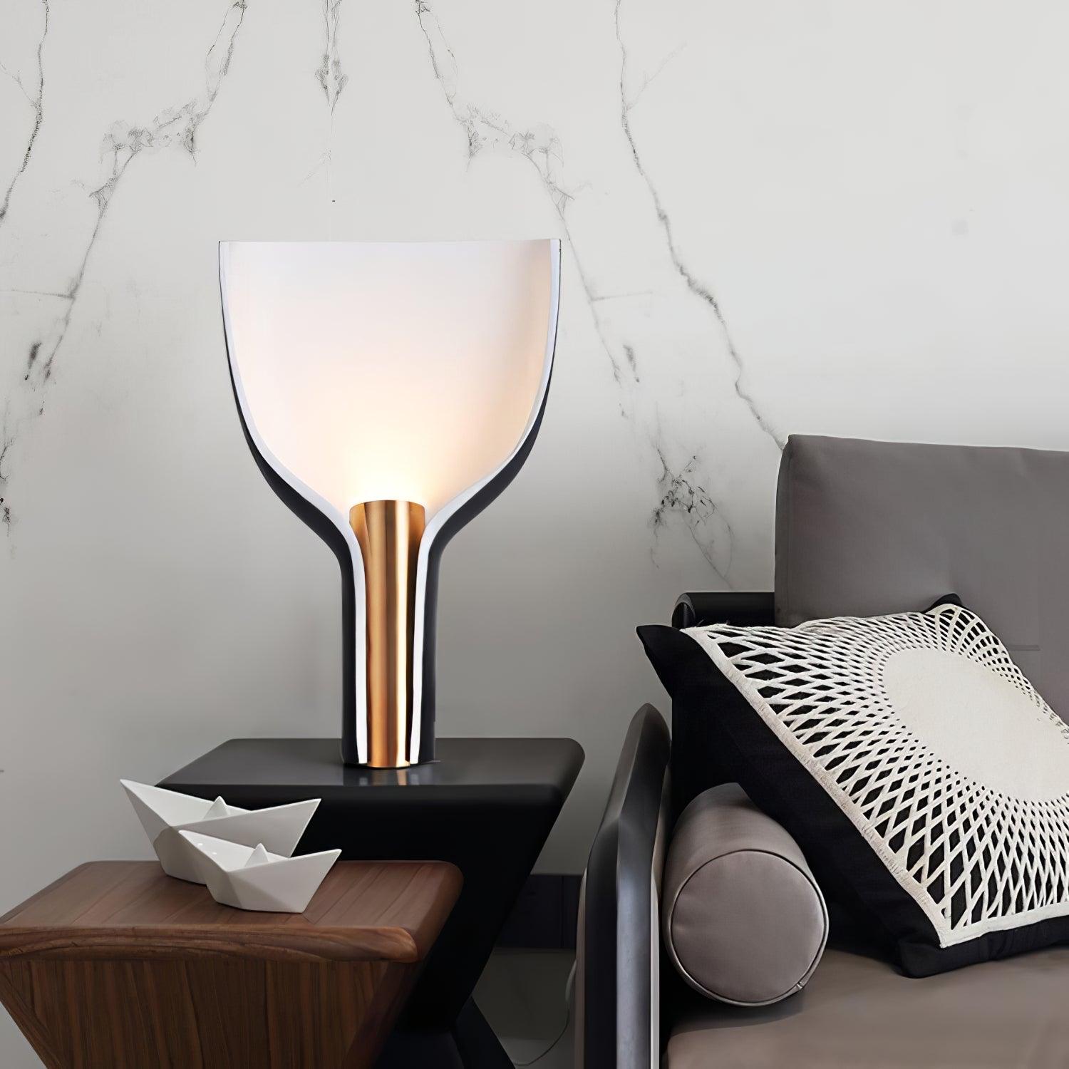 Modern Sculptural Half Funnel Bedside Table Lamp for Living Room Indirect Light