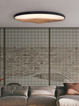 Minimalist Mountain Peak LED Flush Mount Ceiling Light with Wood Base and Acrylic Shade