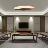 Minimalist Mountain Peak LED Flush Mount Ceiling Light with Wood Base and Acrylic Shade