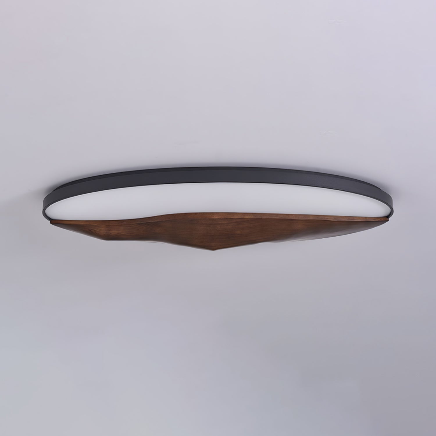 Minimalist Mountain Peak LED Flush Mount Ceiling Light with Wood Base and Acrylic Shade