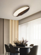 Minimalist Mountain Peak LED Flush Mount Ceiling Light with Wood Base and Acrylic Shade