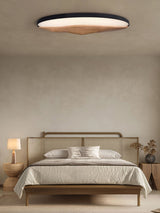 Minimalist Mountain Peak LED Flush Mount Ceiling Light with Wood Base and Acrylic Shade