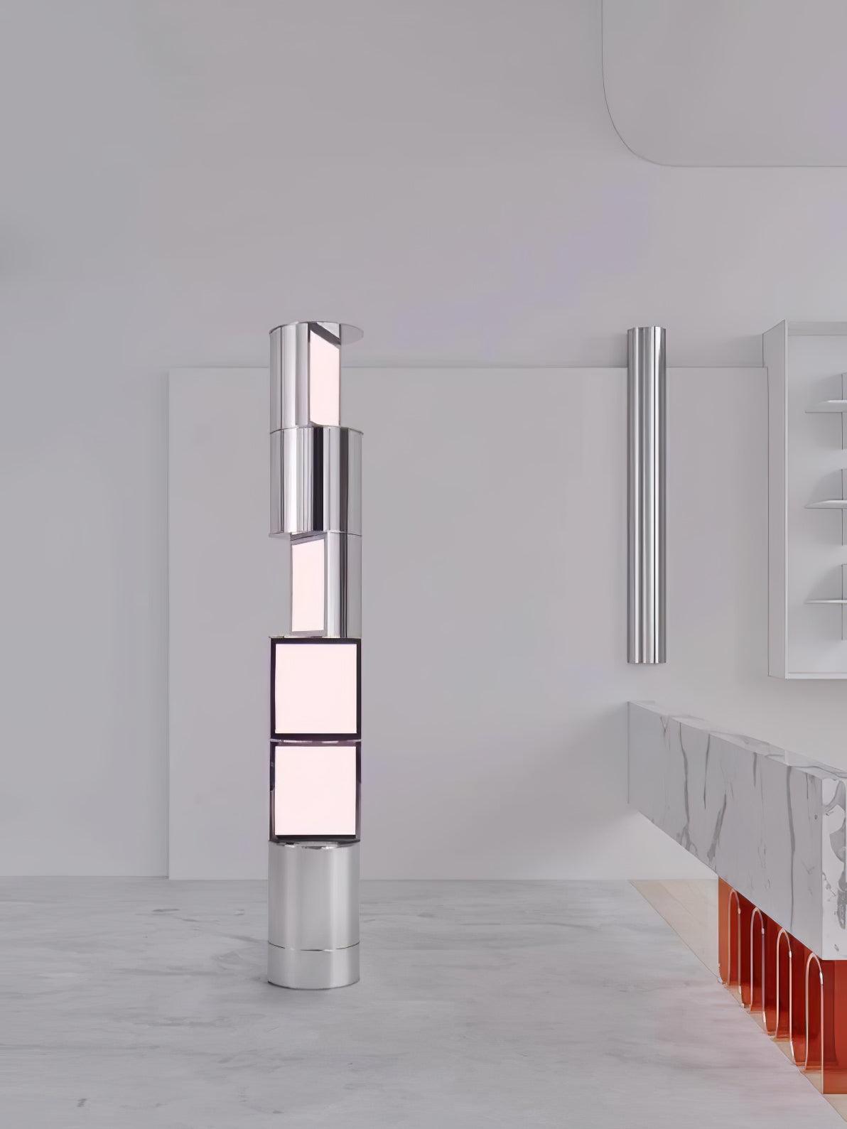 Modern Geometric Rotating Half Cylindrical LED Standing Floor Lamp for Indoor Lighting