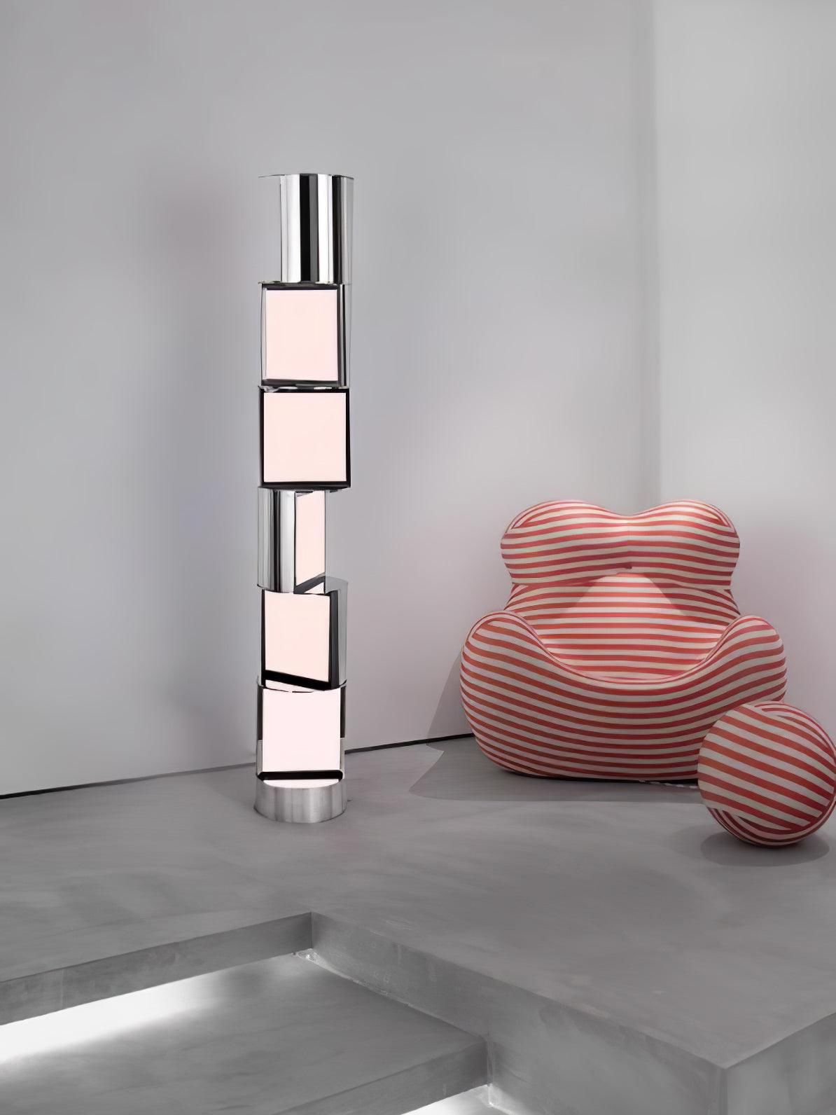 Modern Geometric Rotating Half Cylindrical LED Standing Floor Lamp for Indoor Lighting