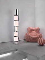 Modern Geometric Rotating Half Cylindrical LED Standing Floor Lamp for Indoor Lighting