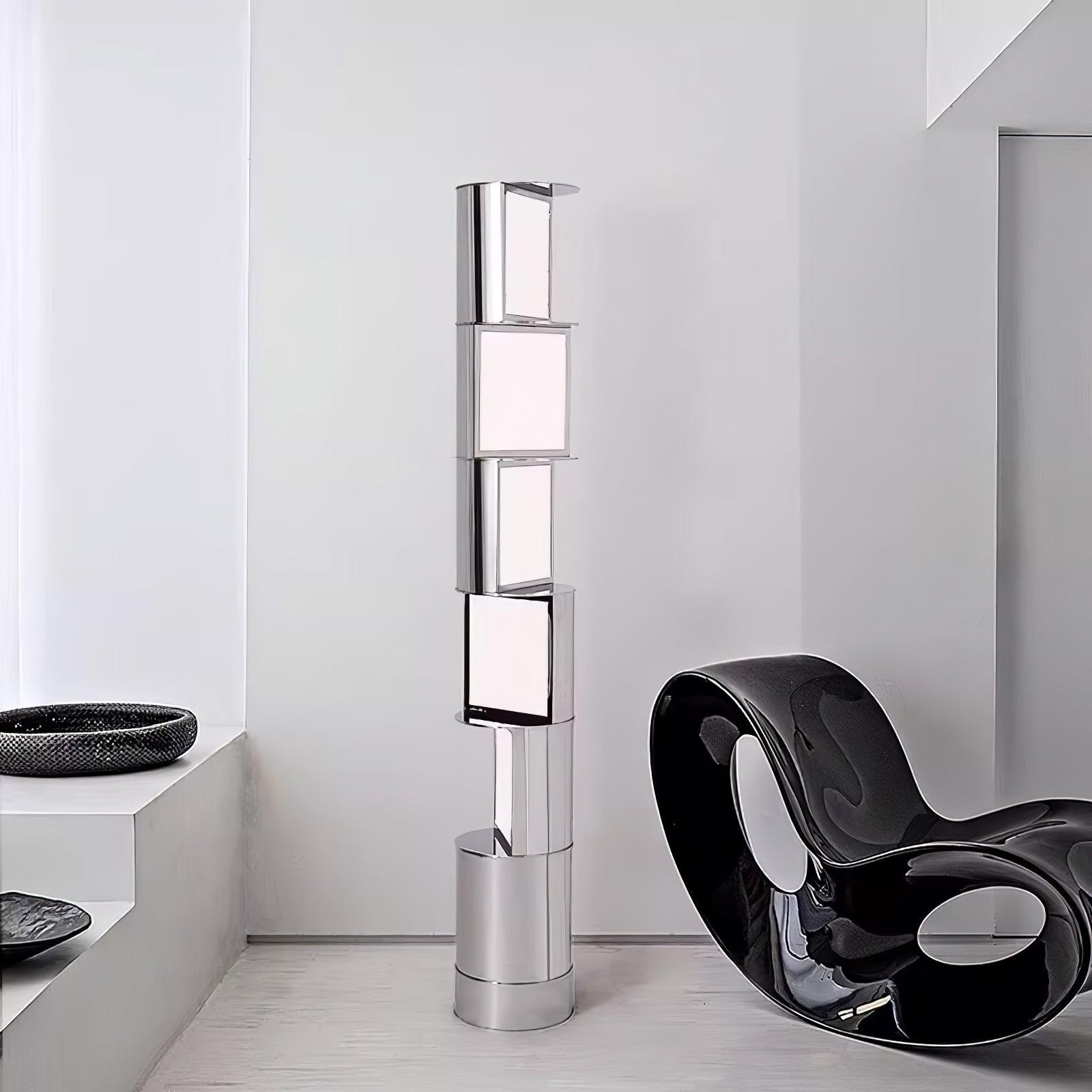 Modern Geometric Rotating Half Cylindrical LED Standing Floor Lamp for Indoor Lighting
