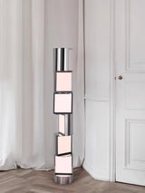 Modern Geometric Rotating Half Cylindrical LED Standing Floor Lamp for Indoor Lighting