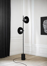 Modern Photographer Studio Standing Floor Lamp with Dual White Glass Shades