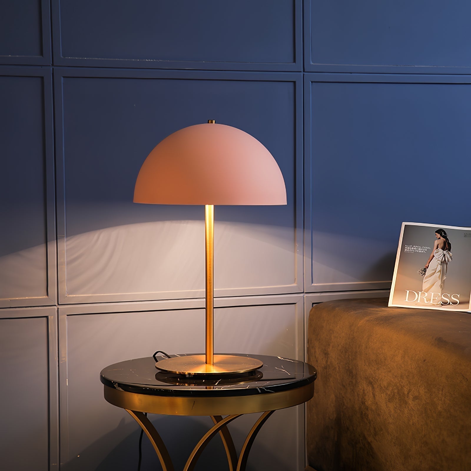 Modern Dome Metal Table Lamp Contemporary Mushroom Style Nightstand Light for Bedroom and Office
