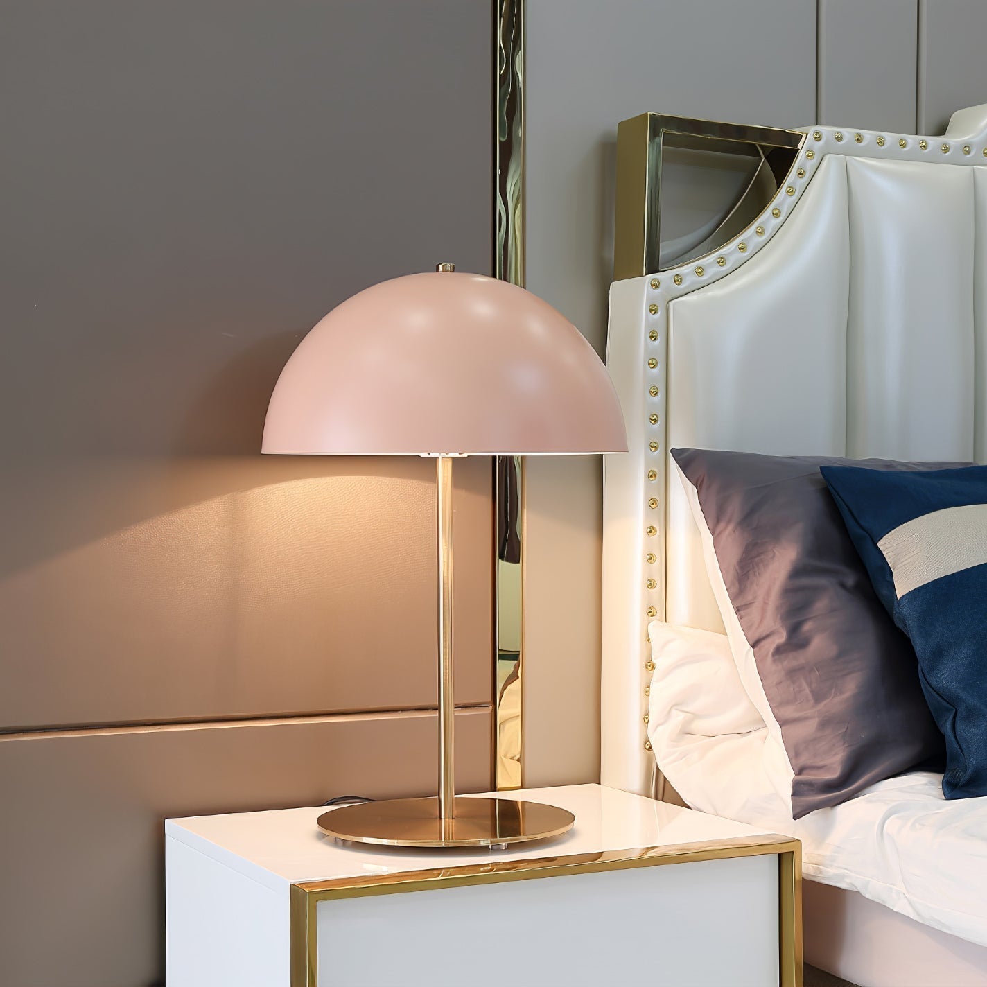 Modern Dome Metal Table Lamp Contemporary Mushroom Style Nightstand Light for Bedroom and Office