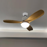 Modern LED Integrated Ceiling Fan with Wood Blades and Remote Control Light