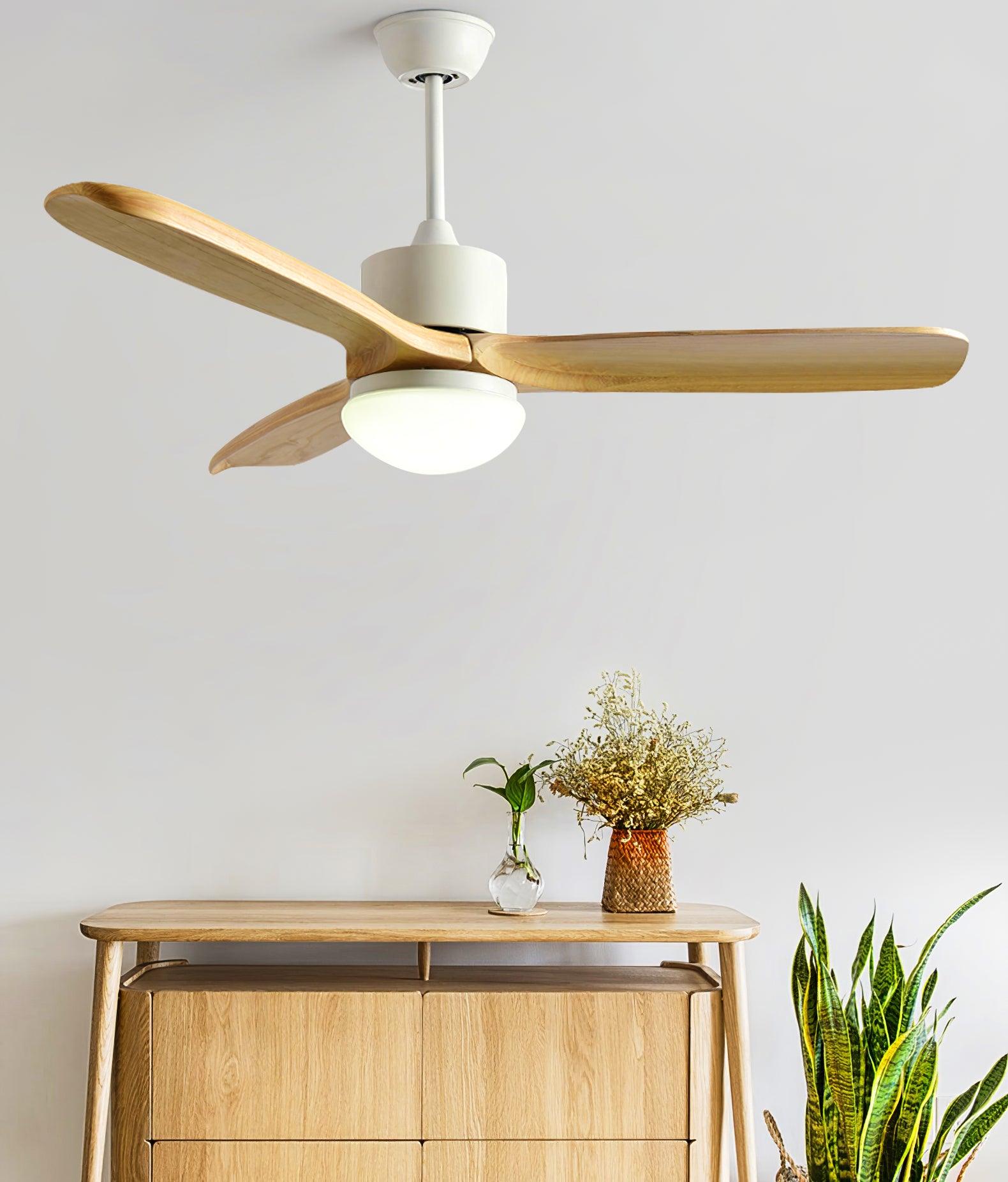 Modern LED Integrated Ceiling Fan with Wood Blades and Remote Control Light