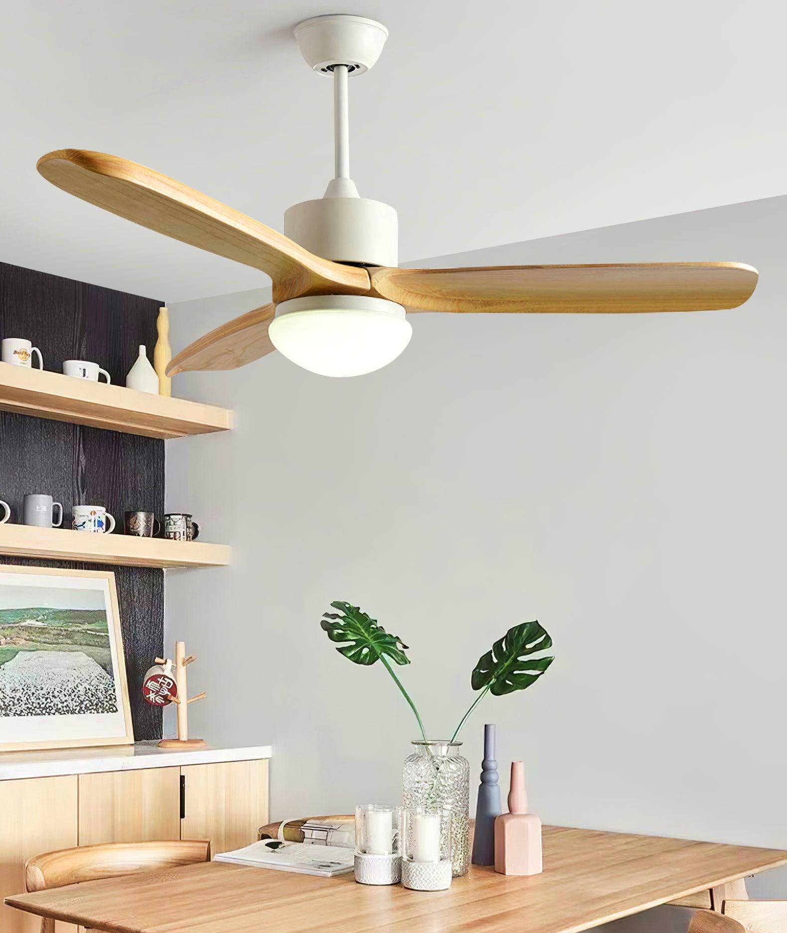 Modern LED Integrated Ceiling Fan with Wood Blades and Remote Control Light