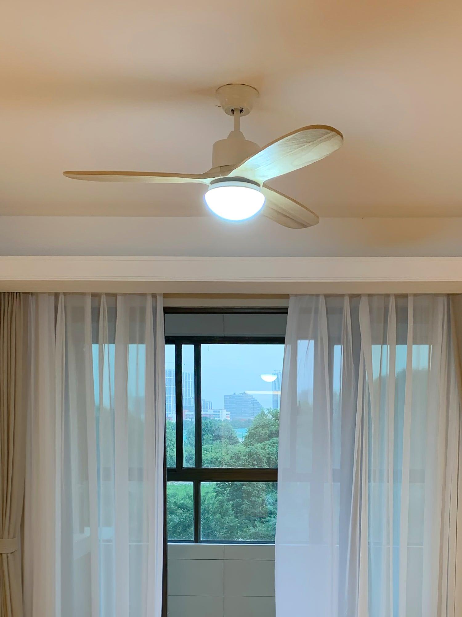 Modern LED Integrated Ceiling Fan with Wood Blades and Remote Control Light