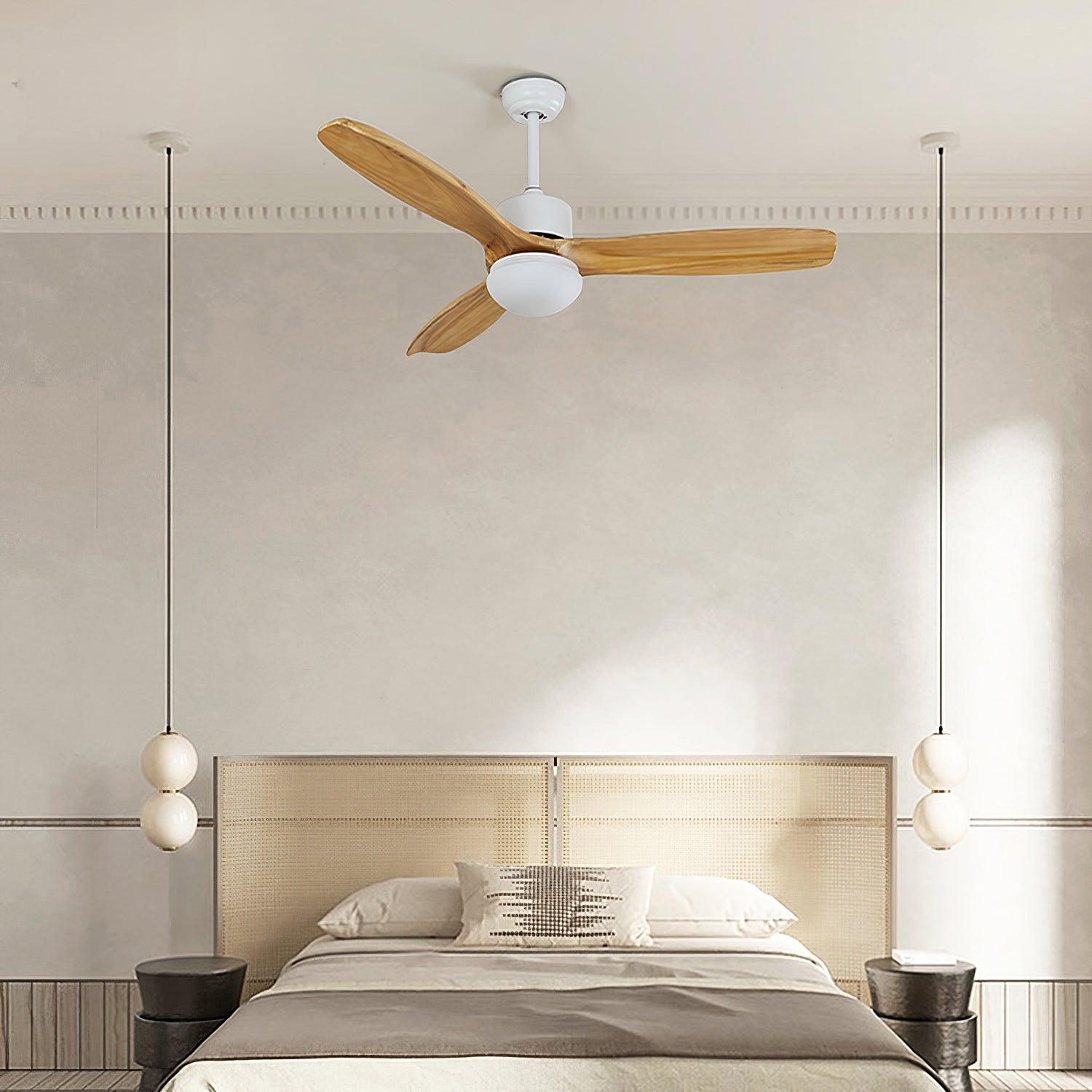 Modern LED Integrated Ceiling Fan with Wood Blades and Remote Control Light