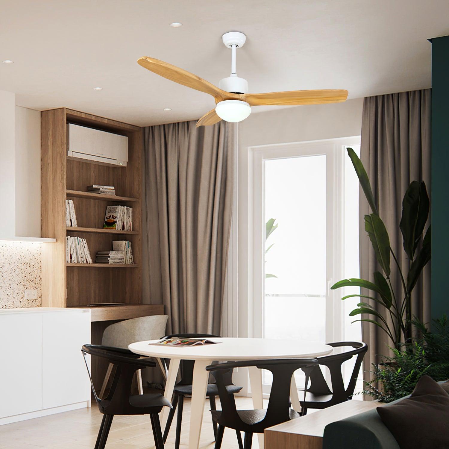 Modern LED Integrated Ceiling Fan with Wood Blades and Remote Control Light