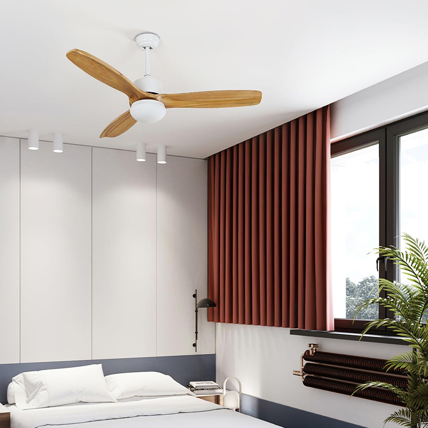 Modern LED Integrated Ceiling Fan with Wood Blades and Remote Control Light