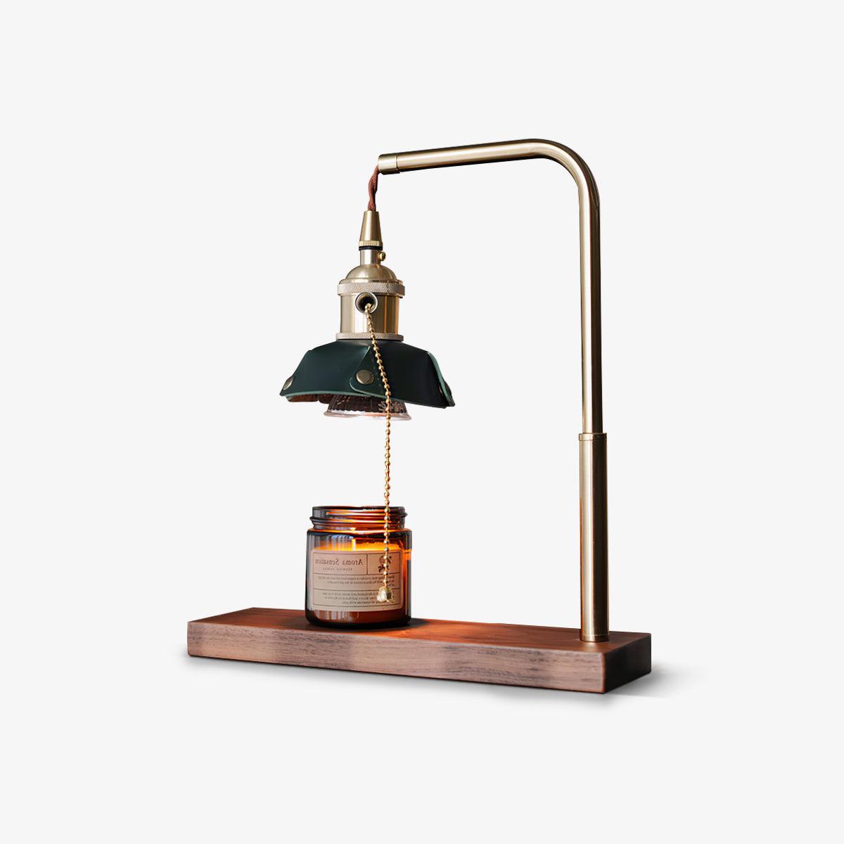 Vintage Wood and Leather Table Lamp Retro Industrial Design for Bedroom and Office