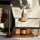 Vintage Wood and Leather Table Lamp Retro Industrial Design for Bedroom and Office