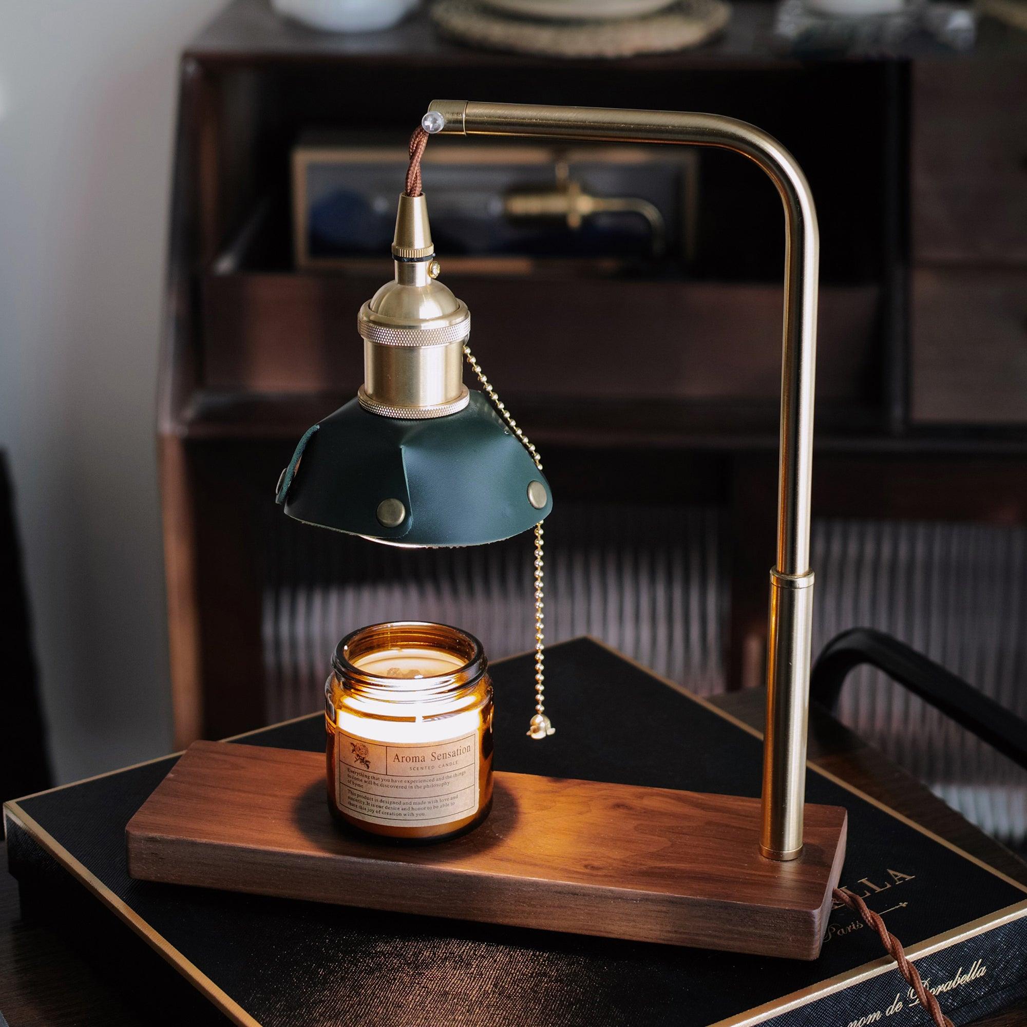 Vintage Wood and Leather Table Lamp Retro Industrial Design for Bedroom and Office