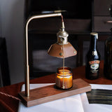 Vintage Wood and Leather Table Lamp Retro Industrial Design for Bedroom and Office