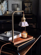 Vintage Wood and Leather Table Lamp Retro Industrial Design for Bedroom and Office