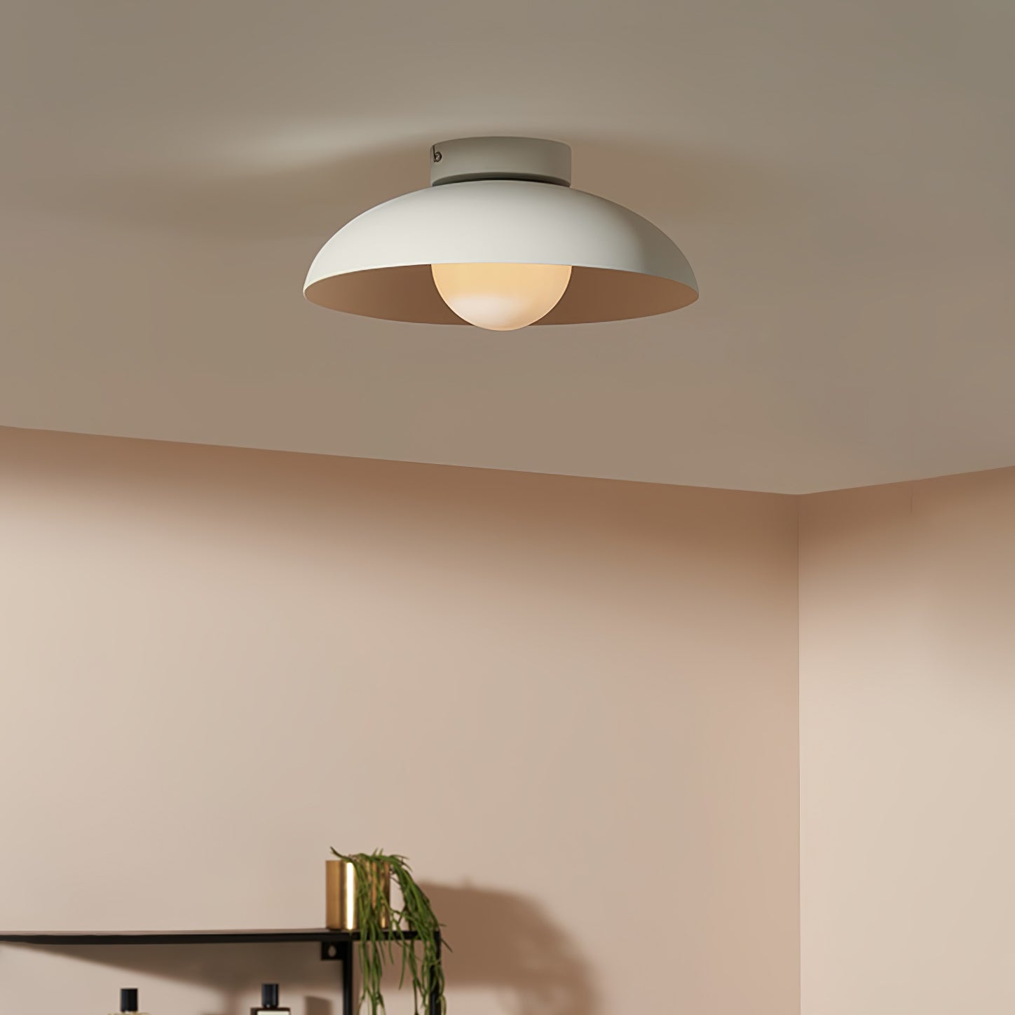 Modern Matte Metal and Glass Dome Flush Mount Ceiling Light for Hallway Kitchen