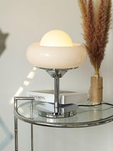 Harvey Chrome Space Age Table Lamp with Glass Globe and Plexiglass Shade