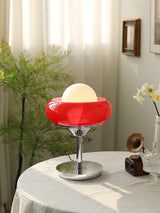 Harvey Chrome Space Age Table Lamp with Glass Globe and Plexiglass Shade