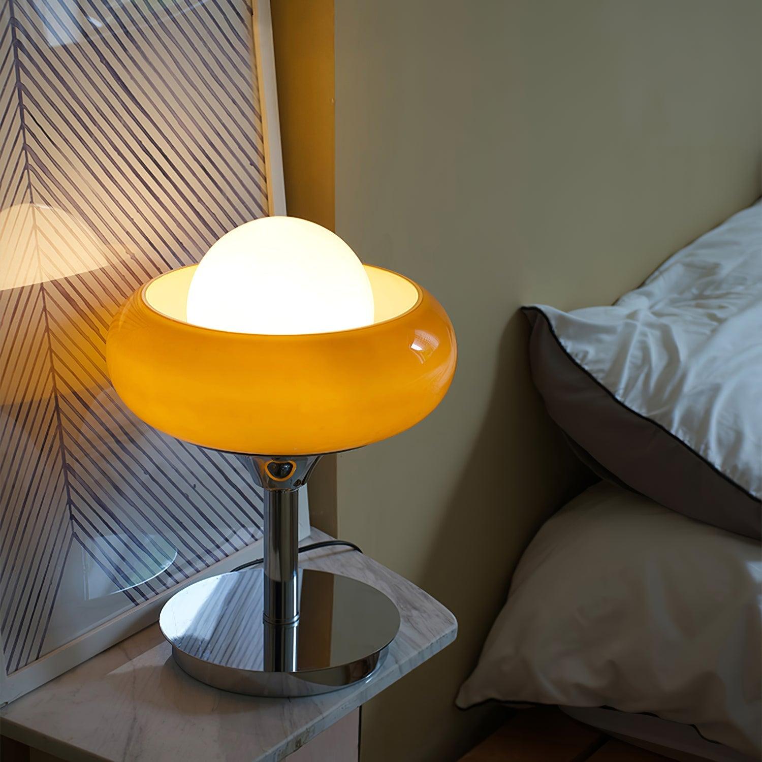 Harvey Chrome Space Age Table Lamp with Glass Globe and Plexiglass Shade