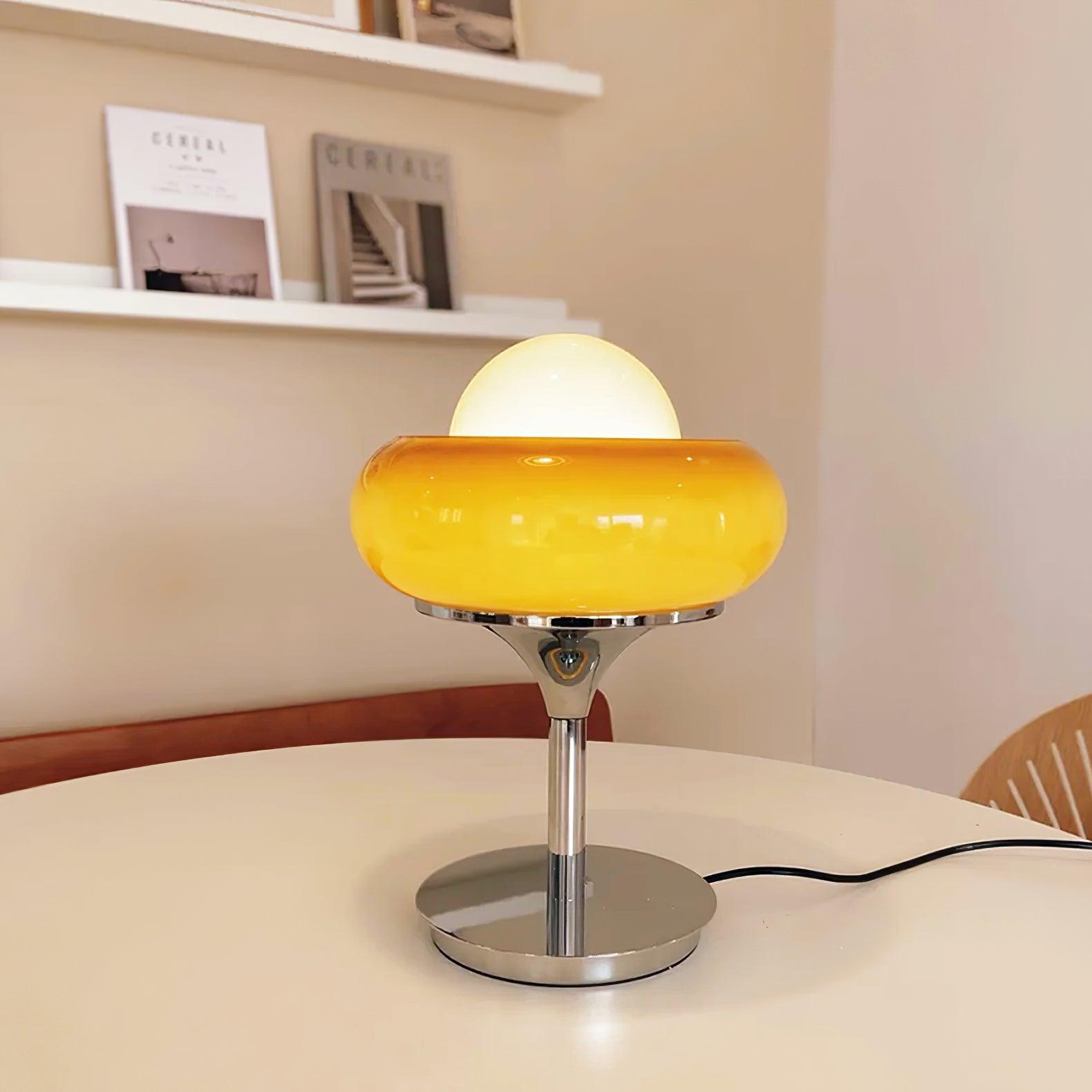 Harvey Chrome Space Age Table Lamp with Glass Globe and Plexiglass Shade