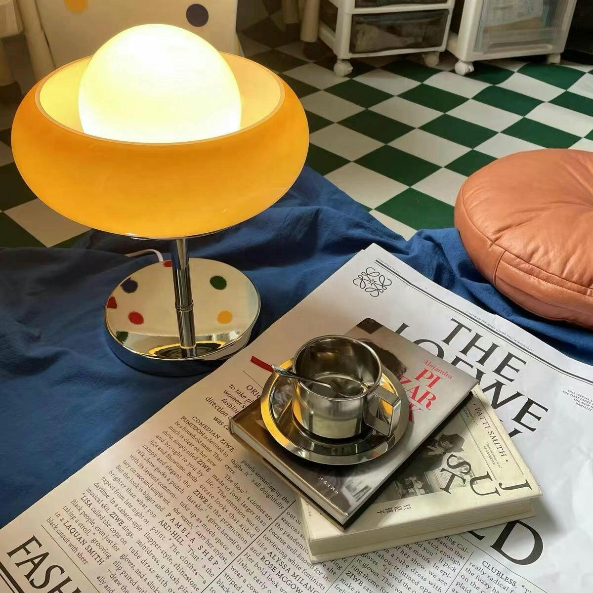 Harvey Chrome Space Age Table Lamp with Glass Globe and Plexiglass Shade