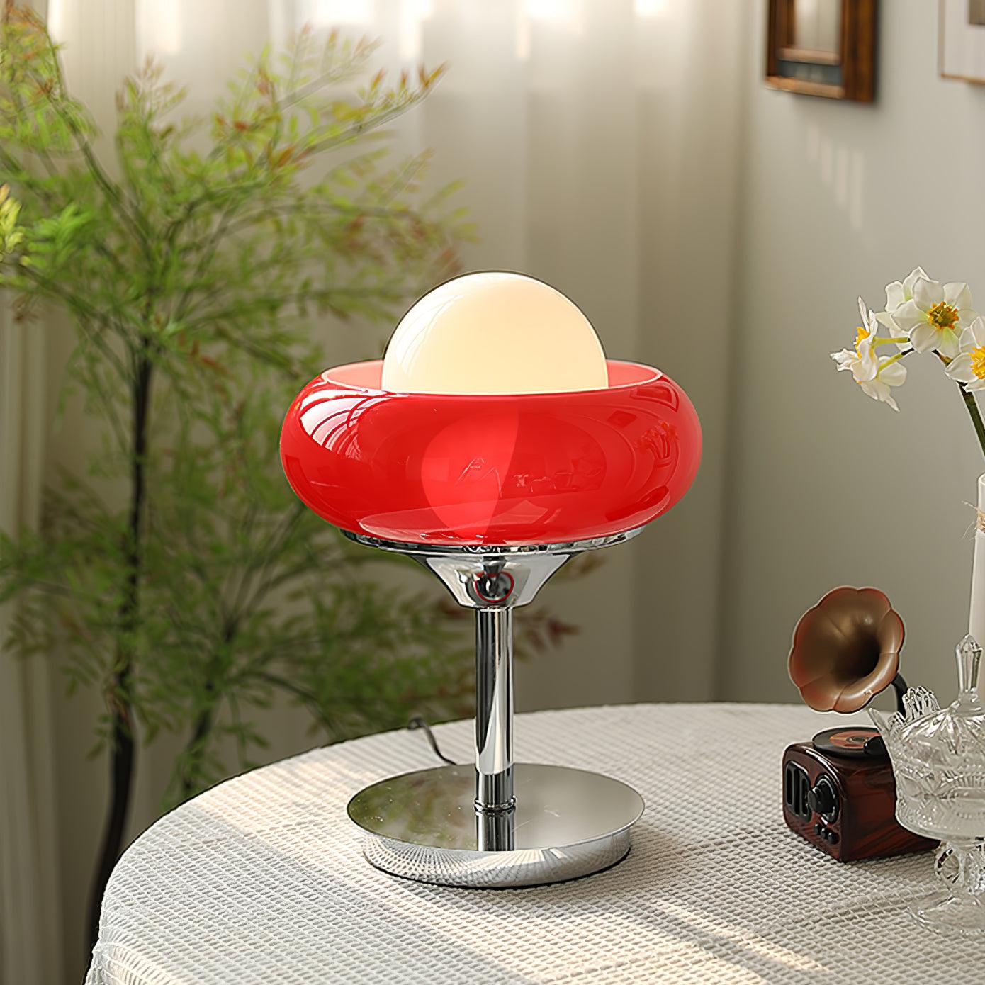 Harvey Chrome Space Age Table Lamp with Glass Globe and Plexiglass Shade