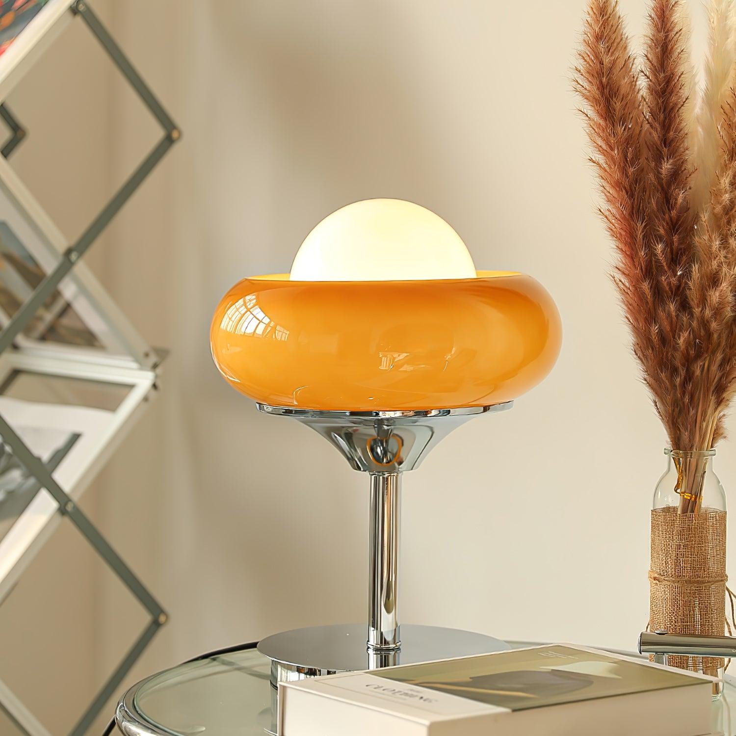 Harvey Chrome Space Age Table Lamp with Glass Globe and Plexiglass Shade