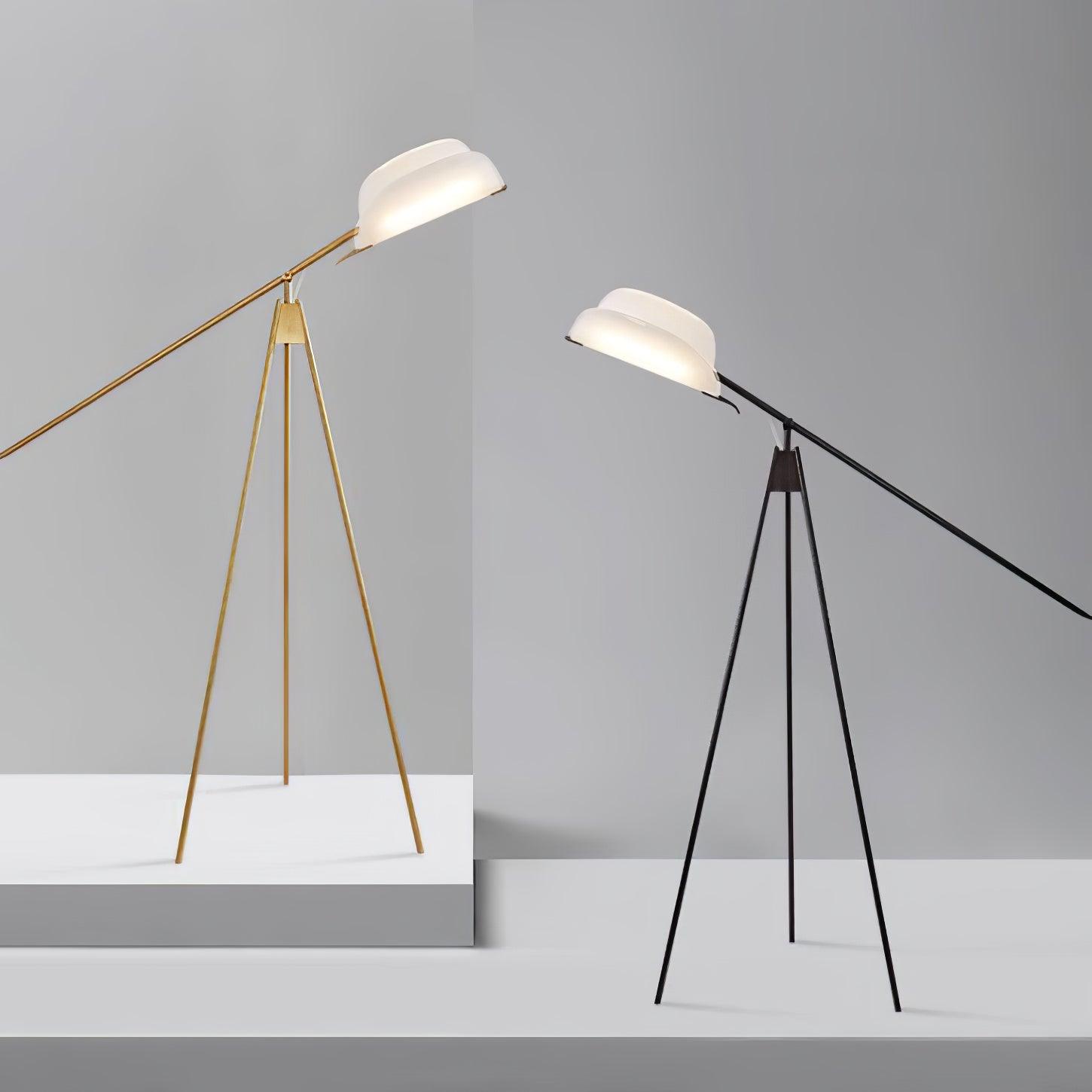 Heart Wing LED Tripod Floor Lamp with Adjustable Height and Gold Black Finish