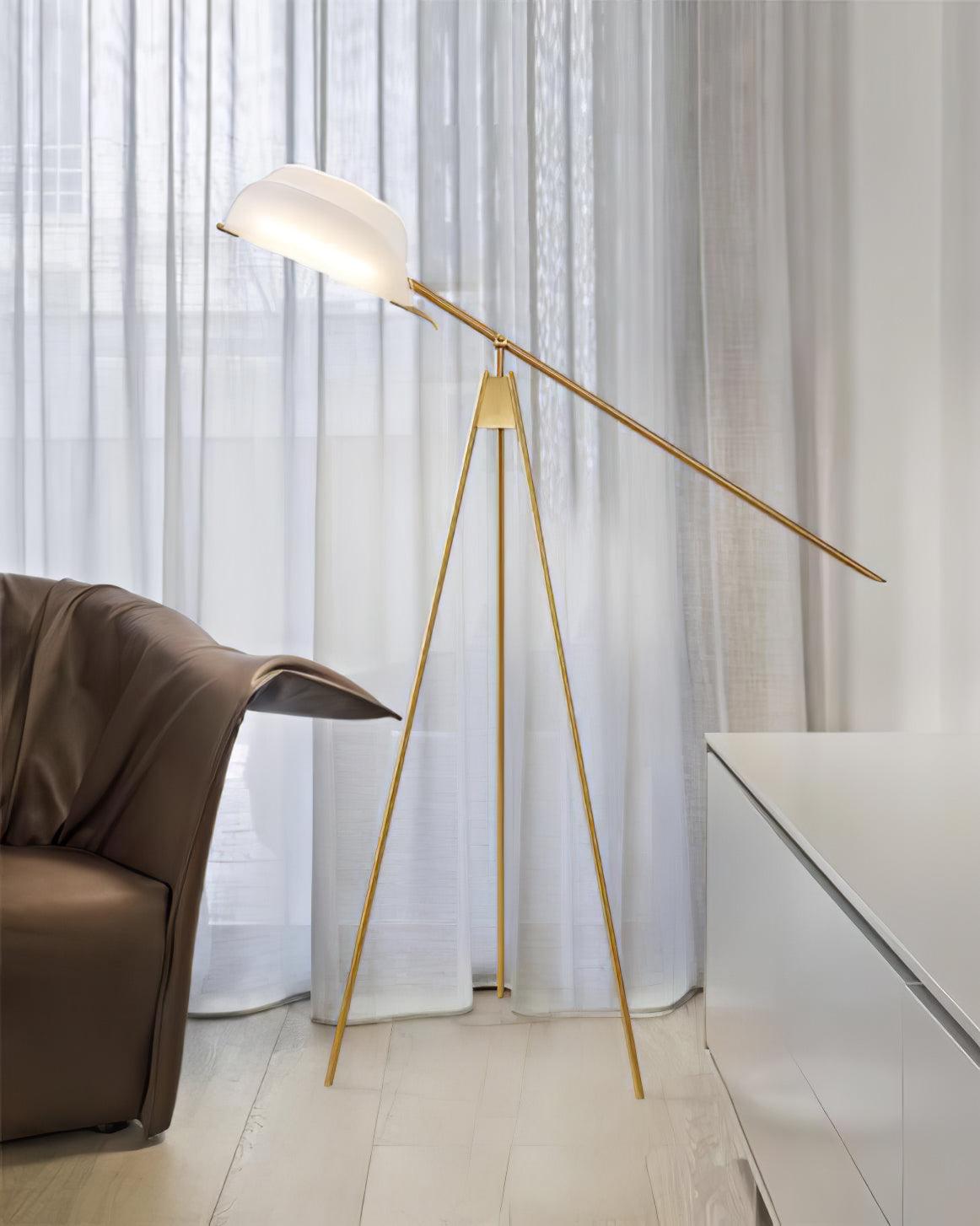 Heart Wing LED Tripod Floor Lamp with Adjustable Height and Gold Black Finish