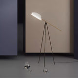 Heart Wing LED Tripod Floor Lamp with Adjustable Height and Gold Black Finish