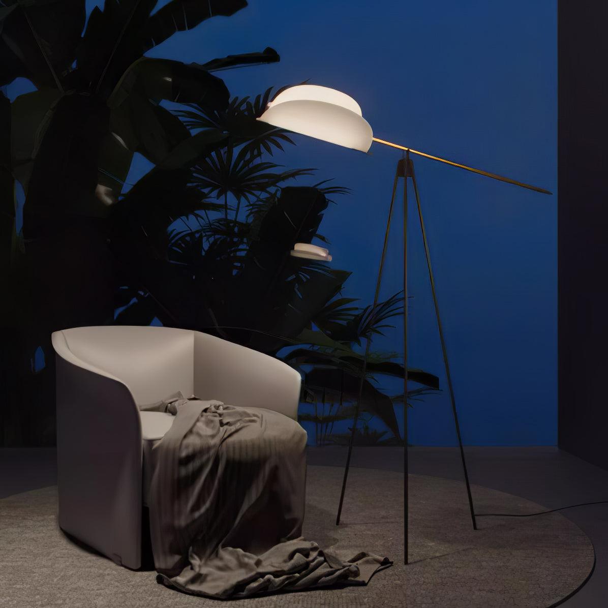 Heart Wing LED Tripod Floor Lamp with Adjustable Height and Gold Black Finish