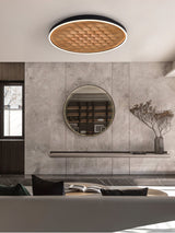 Heartwood Woven Wood Flush Mount Ceiling Light Modern LED Wooden Textured Overhead Fixture
