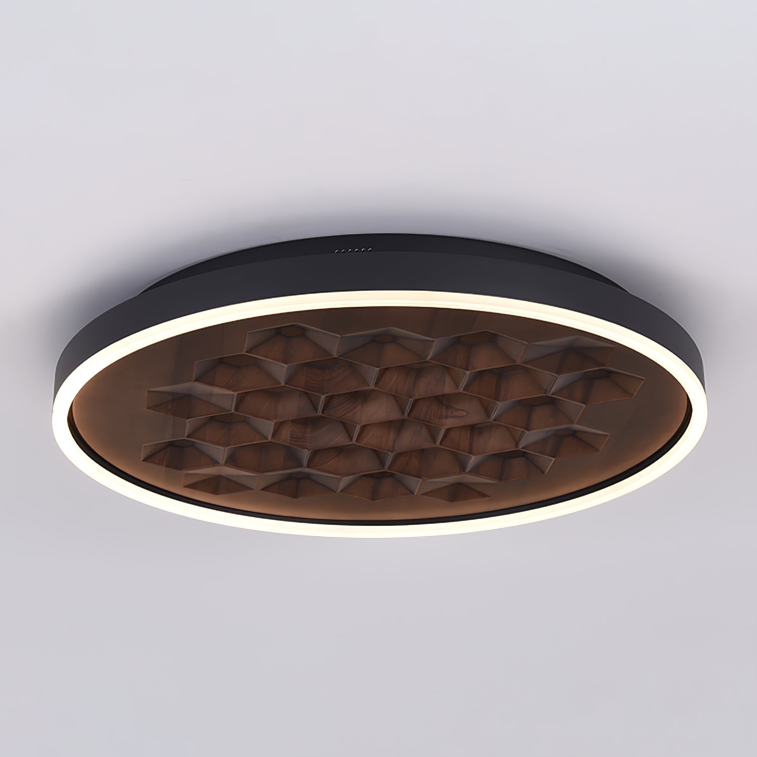 Heartwood Woven Wood Flush Mount Ceiling Light Modern LED Wooden Textured Overhead Fixture