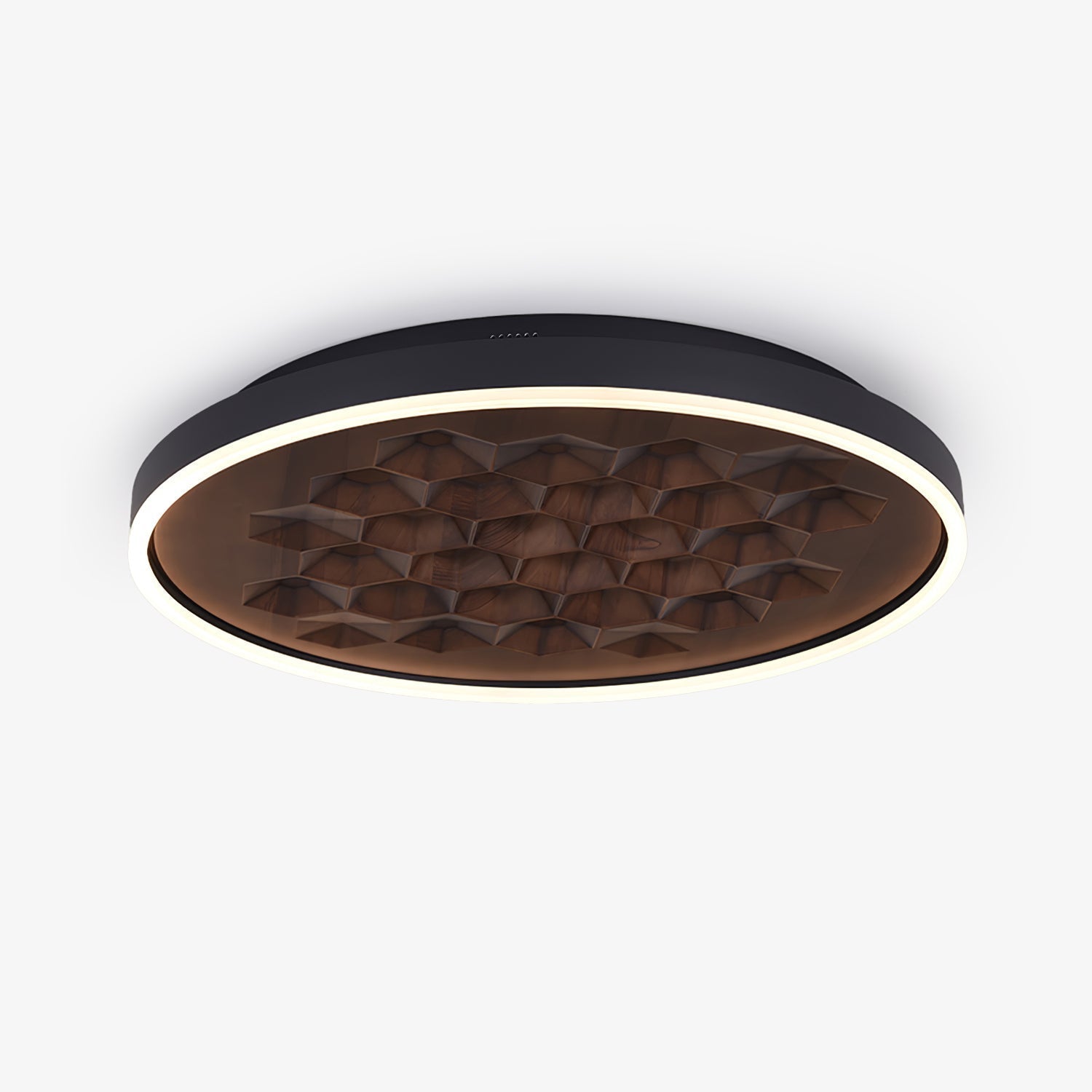 Heartwood Woven Wood Flush Mount Ceiling Light Modern LED Wooden Textured Overhead Fixture