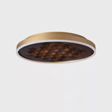 Heartwood Woven Wood Flush Mount Ceiling Light Modern LED Wooden Textured Overhead Fixture