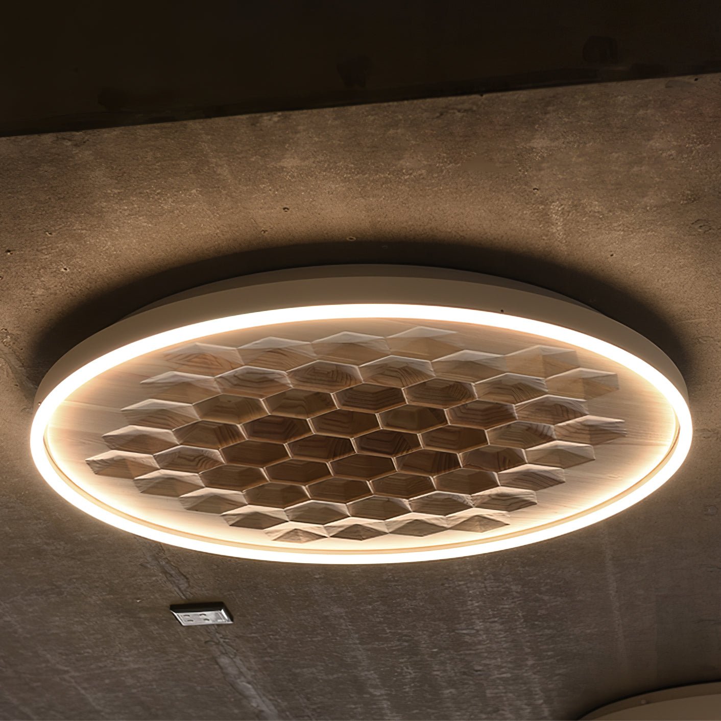 Heartwood Woven Wood Flush Mount Ceiling Light Modern LED Wooden Textured Overhead Fixture