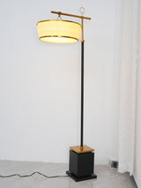 Modern Fabric Standing Floor Lamp with Iron Base and Beige Shade for Living Room