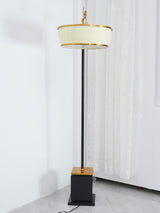 Modern Fabric Standing Floor Lamp with Iron Base and Beige Shade for Living Room