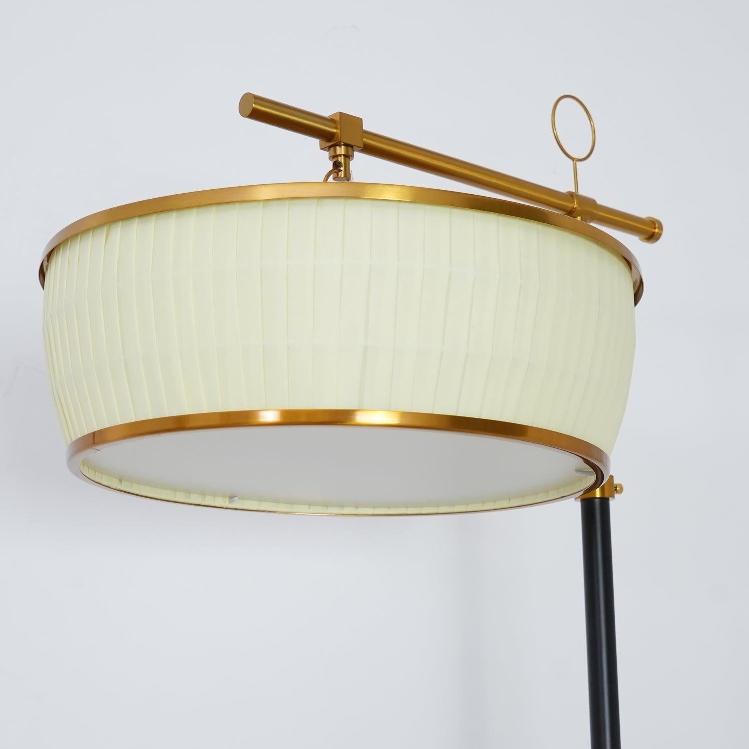 Modern Fabric Standing Floor Lamp with Iron Base and Beige Shade for Living Room