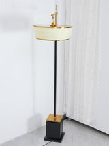 Modern Fabric Standing Floor Lamp with Iron Base and Beige Shade for Living Room