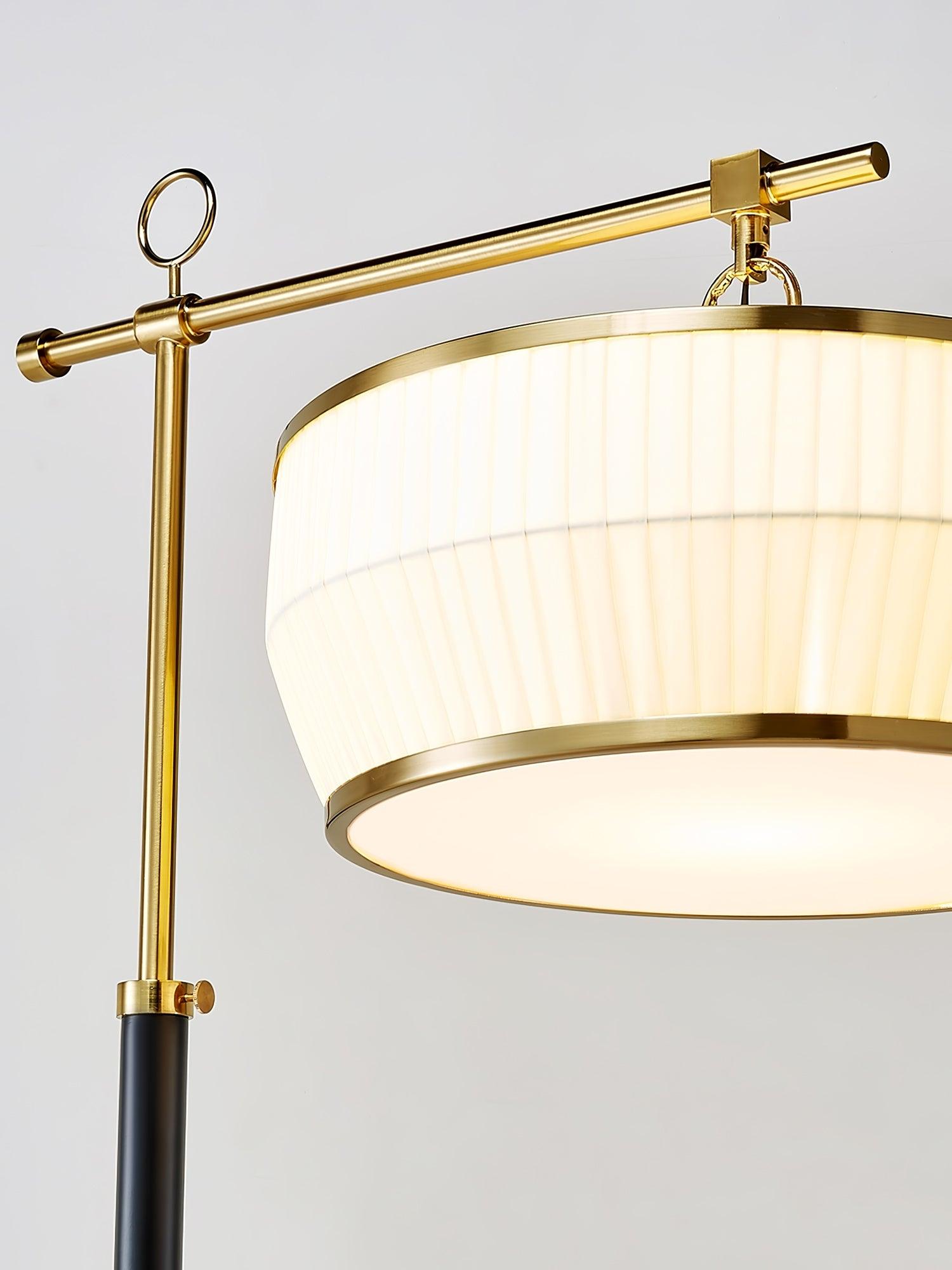 Modern Fabric Standing Floor Lamp with Iron Base and Beige Shade for Living Room