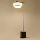 Modern Fabric Standing Floor Lamp with Iron Base and Beige Shade for Living Room