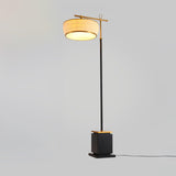 Modern Fabric Standing Floor Lamp with Iron Base and Beige Shade for Living Room